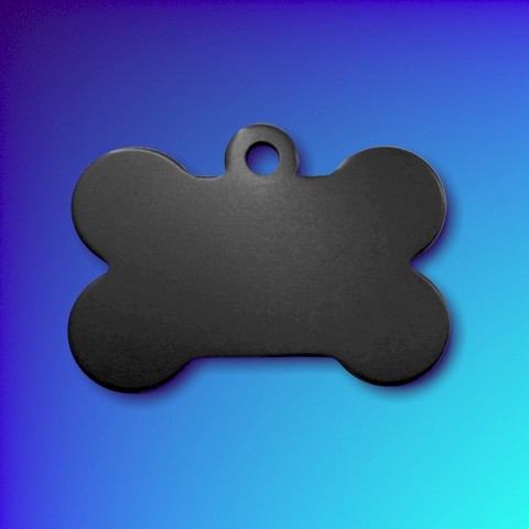 Aluminium Pet Tags - Black - Bone Shape