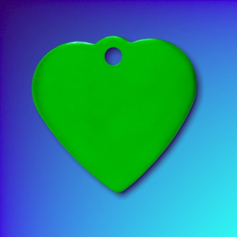 Aluminium Pet Tags - Green - Heart Shape