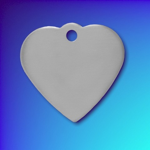 Aluminium Pet Tags - Silver - Heart Shape