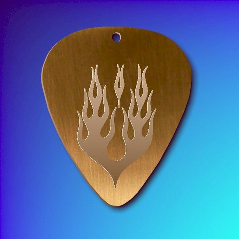 Antique Brass Guitar Pick - The Flame