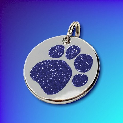 Shiny Paw Glitter Pet Tags - Blue
