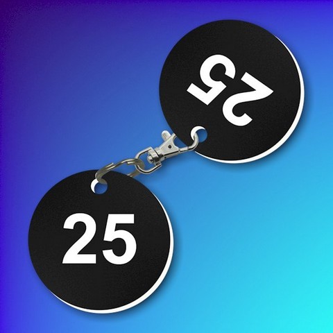 Plastic Cloakroom Tag Set (2 tags in a set) - Black-on-White