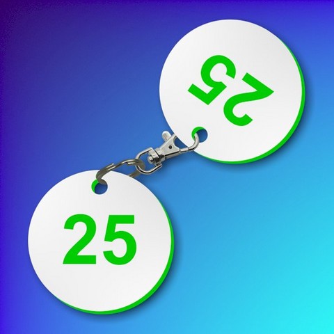 Plastic Cloakroom Tag Set (2 tags in a set) - White-on-Green