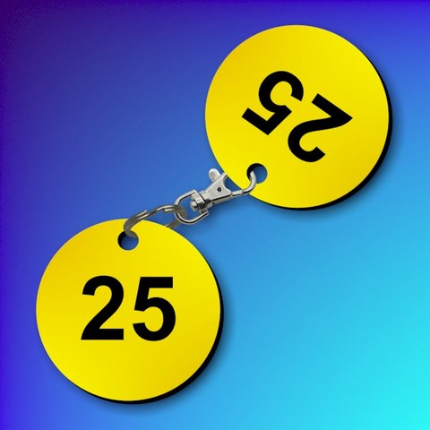 Plastic Cloakroom Tag Set (2 tags in a set) - Yellow-on-Black