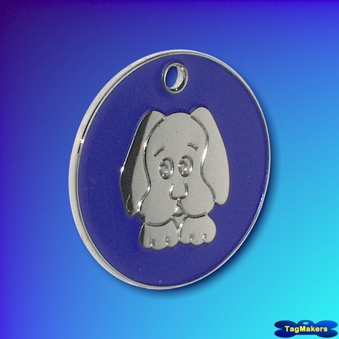 Enamel Pet Tags 25mm - Blue - Dog Face Shape