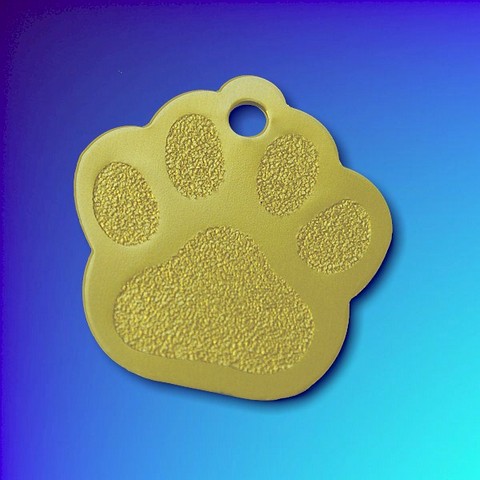 Gold Paw Shaped Anodized Aluminium Pet Tags