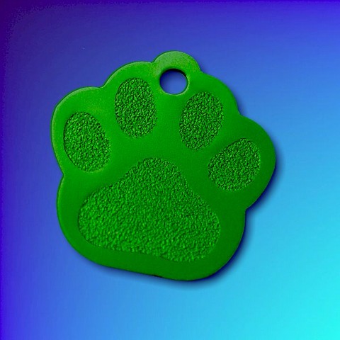 Green Paw Shaped Anodized Aluminium Pet Tags