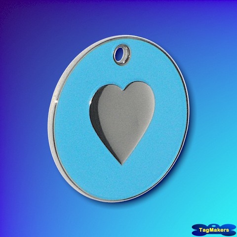 Enamel Pet Tags 25mm - Light Blue - Heart Shape