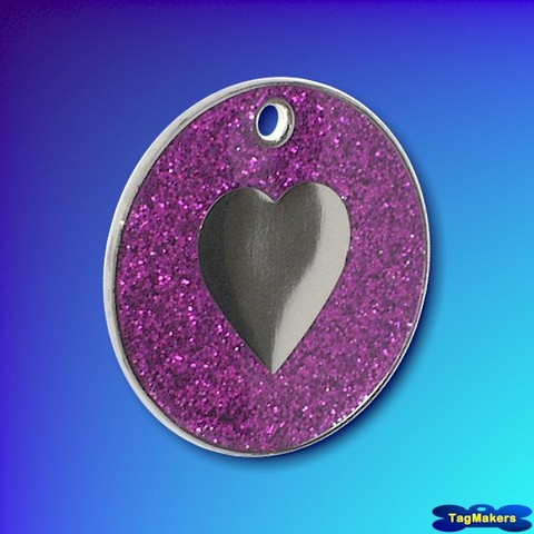 Glitter pet tag - Purple - heart