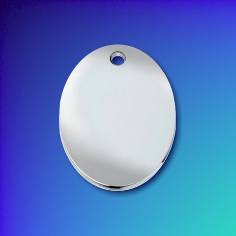 Chrome plated oval pet tag (small) - Click Image to Close