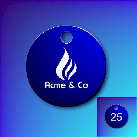 Numbered Aluminium Tags With Your Logo - Dark Blue Disc