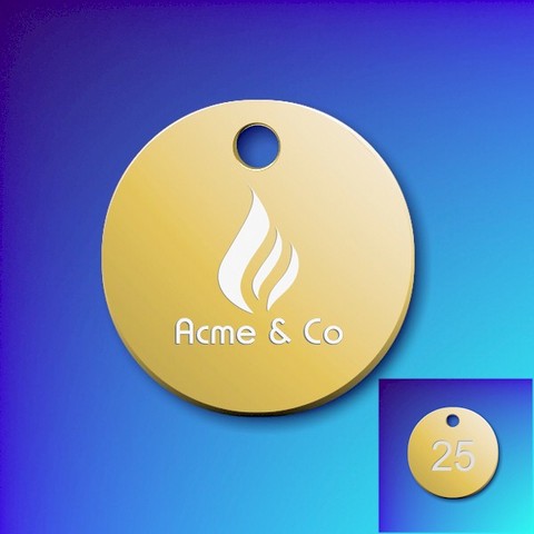 Numbered Aluminium Tags With Your Logo - Gold Disc