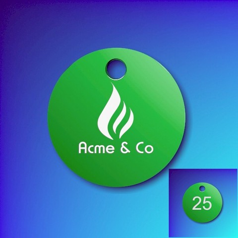 Numbered Aluminium Tags With Your Logo - Green Disc