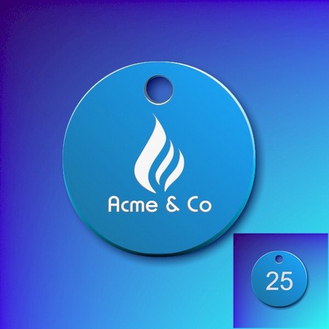 Numbered Aluminium Tags With Your Logo - Light Blue Disc