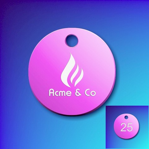 Numbered Aluminium Tags With Your Logo - Pink Disc