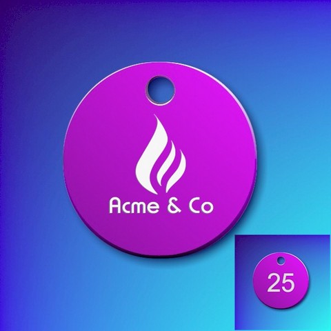 Numbered Aluminium Tags With Your Logo - Purple Disc