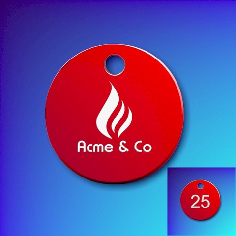 Numbered Aluminium Tags With Your Logo - Red Disc