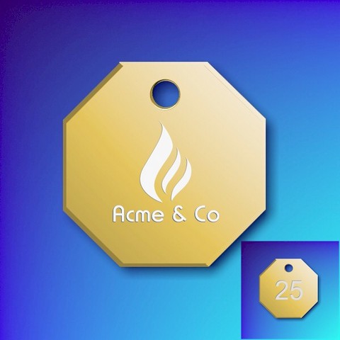Numbered Aluminium Tags With Your Logo - Gold Octagon