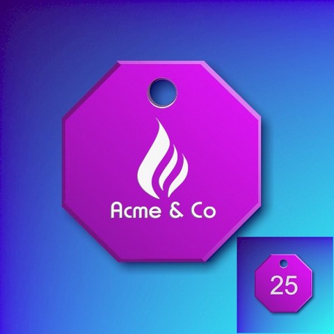 Numbered Aluminium Tags With Your Logo - Purple Octagon