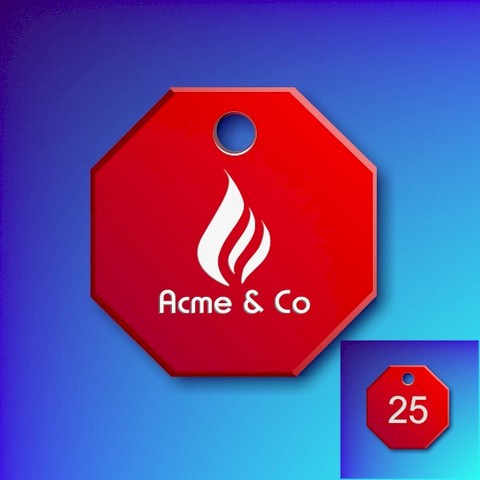 Numbered Aluminium Tags With Your Logo - Red Octagon