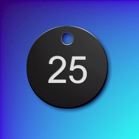 Numbered Aluminium Tags - Black Disc