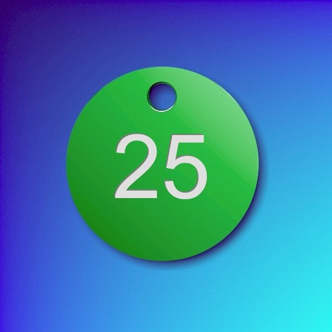 Numbered Aluminium Tags - Green Disc