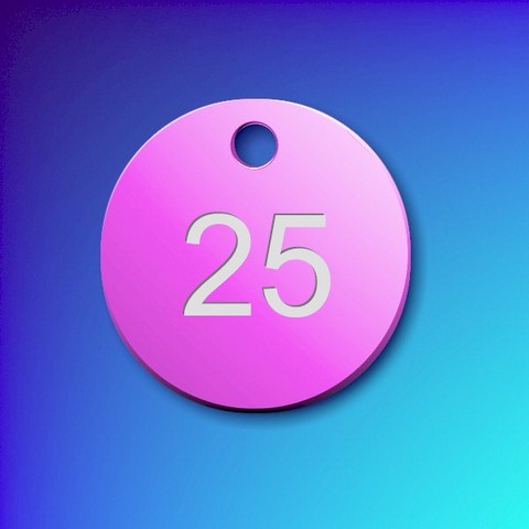 Numbered Aluminium Tags - Pink Disc