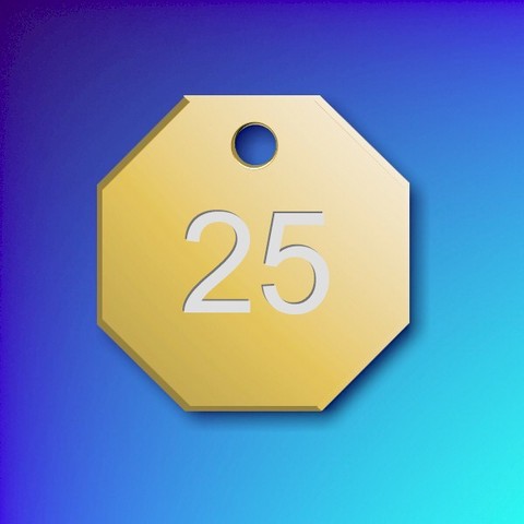 Numbered Aluminium Tags - Gold Octagon