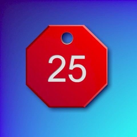 Numbered Aluminium Tags - Red Octagon