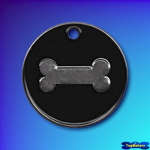 Pastel Enamel Bone Pet Tags 32mm - Black