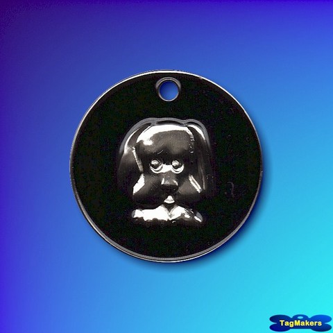 Pastel Enamel Dogface Pet Tags 25mm - Black
