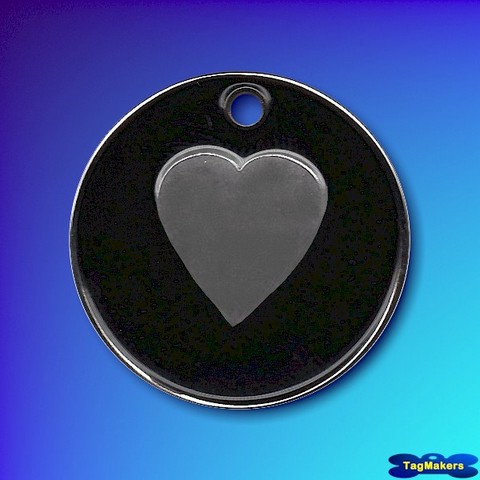 Pastel Enamel Heart Pet Tags 32mm - Black