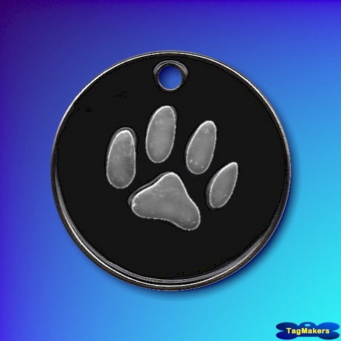 Pastel Enamel Paw Pet Tags 32mm - Black