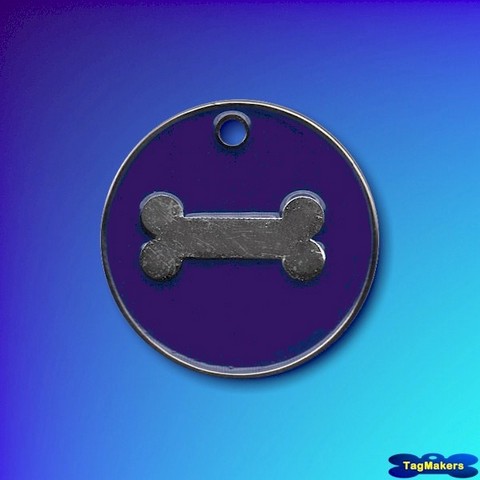 Pastel Enamel Bone Pet Tags 25mm - Indigo Blue
