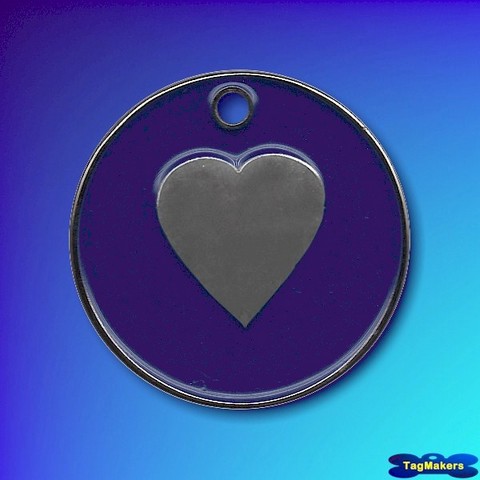 Pastel Enamel Heart Pet Tags 32mm - Indigo Blue