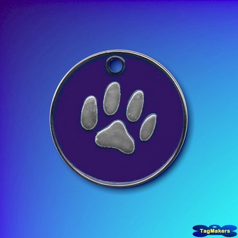 Pastel Enamel Paw Pet Tags 25mm - Indigo Blue