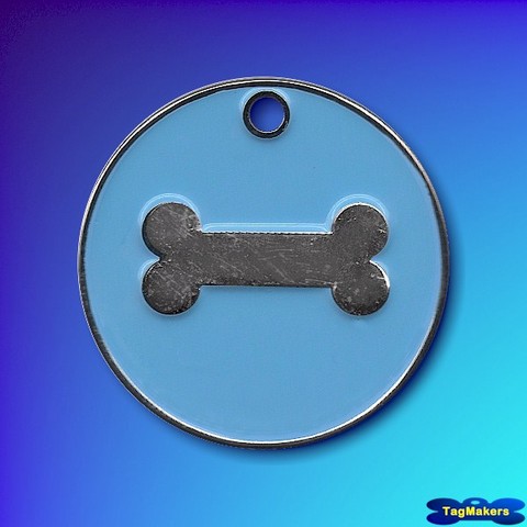 Pastel Enamel Bone Pet Tags 32mm - Light Blue
