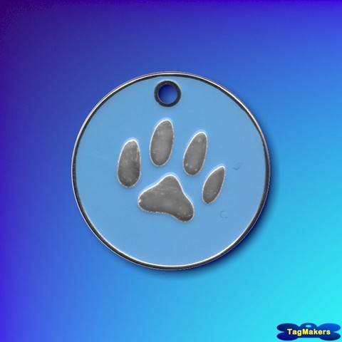 Pastel Enamel Paw Pet Tags 25mm - Light Blue