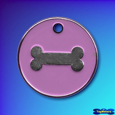 Pastel Enamel Bone Pet Tags 32mm - Pink