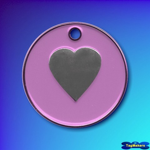 Pastel Enamel Heart Pet Tags 32mm - Pink