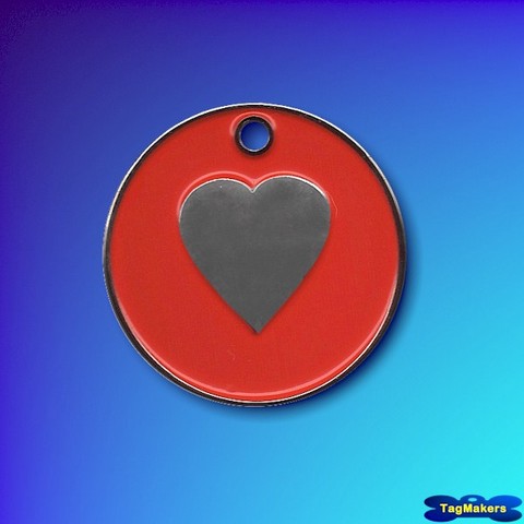 Pastel Enamel Heart Pet Tags 25mm - Red