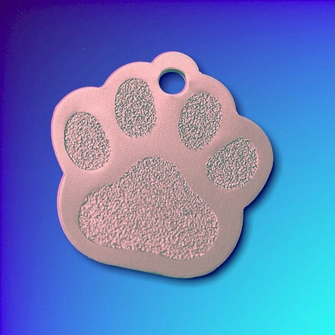 Pink Paw Shaped Anodized Aluminium Pet Tags