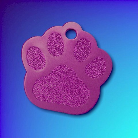 Purple Paw Shaped Anodized Aluminium Pet Tags