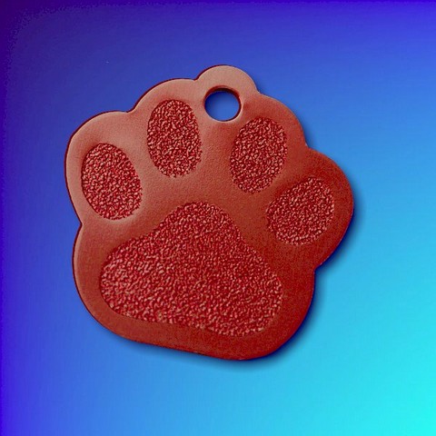 Red Paw Shaped Anodized Aluminium Pet Tags