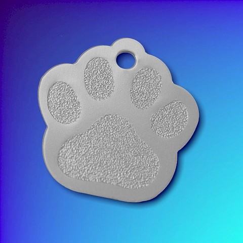 Silver Paw Shaped Anodized Aluminium Pet Tags