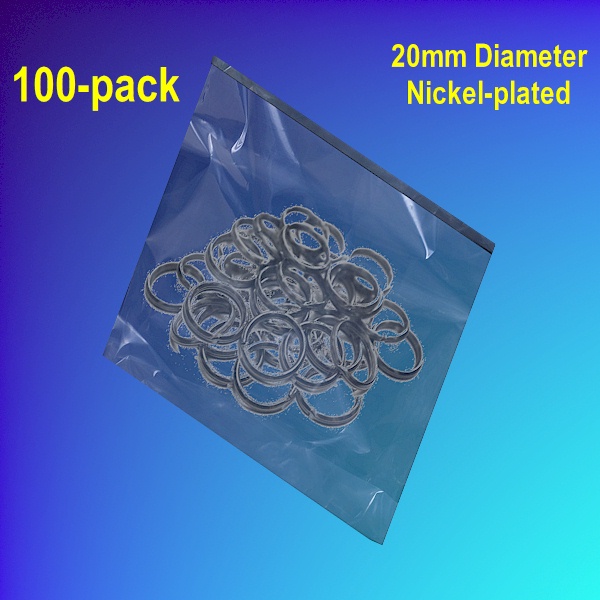 Nickel-Plated Split-Rings - 100 Pack - 20mm