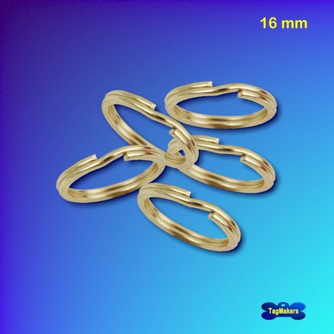 Brass-plated split rings 16mm (5-pack)