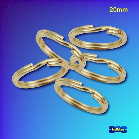 Brass-plated split rings 20mm (5-pack)