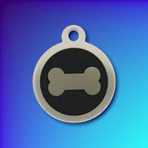 Steel pet tag - Black - Bone